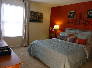 The model bedroom at Maplewood Apartments for rent