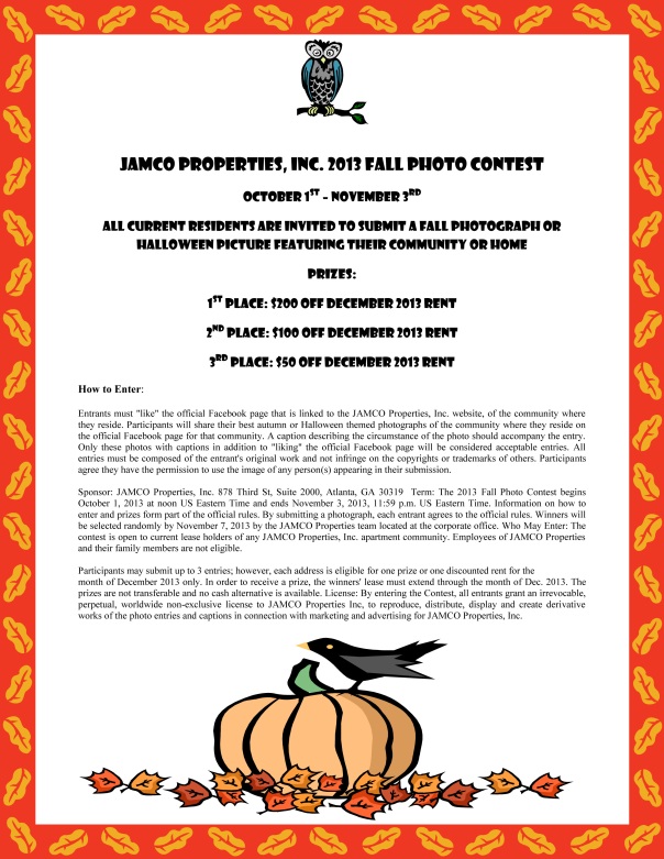 JAMCO Properties Fall Photo Contest